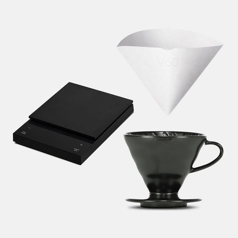 Hario Polaris and V60 Matte Black Ceramic Dripper Bundle — coffee equipment from Hinba Scotland