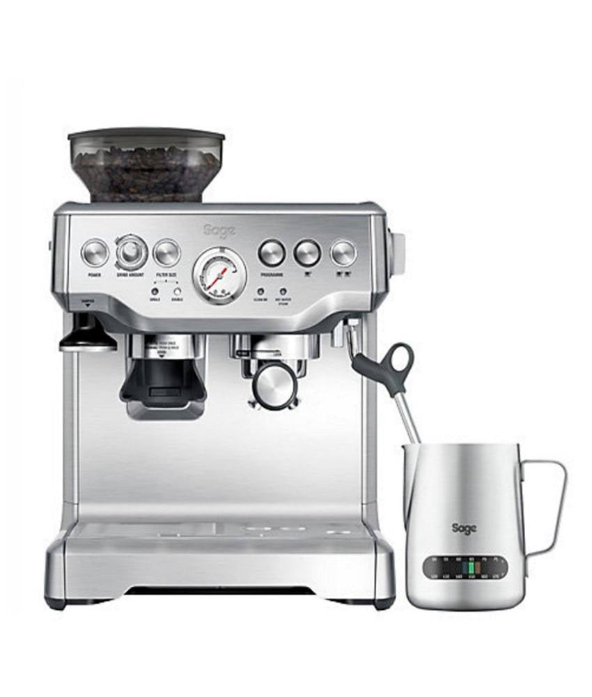 Sage Barista Express espresso machine with integrated grinder and temperature control milk jug — bean-to-cup from Hinba Coffee Roasters Scotland