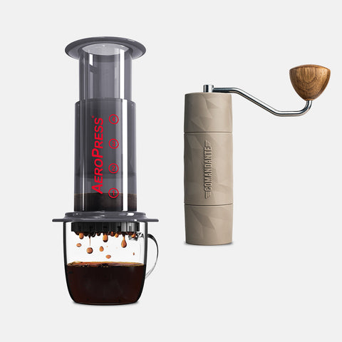 Comandante X25 Trailmaster Dune and Aeropress Original Bundle &mdash; coffee equipment from Hinba Scotland