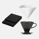 Hario Polaris Coffee Scale and V60 Matte Black Ceramic Dripper Bundle — pour-over kit from Hinba Coffee Roasters Scotland