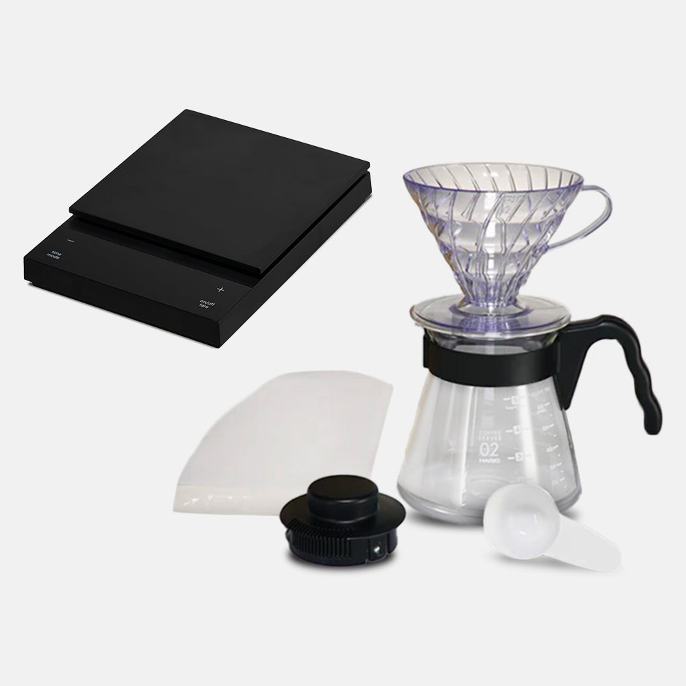Hario Polaris Black and V60 Coffee Dripper and Server Set (Size 02 ...
