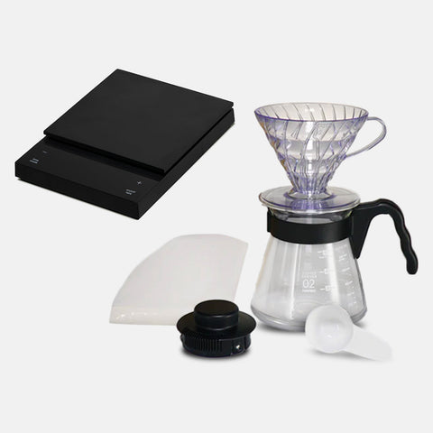Hario Polaris Black and V60 Coffee Dripper and Server Set (Size 02) &mdash; coffee equipment from Hinba Scotland