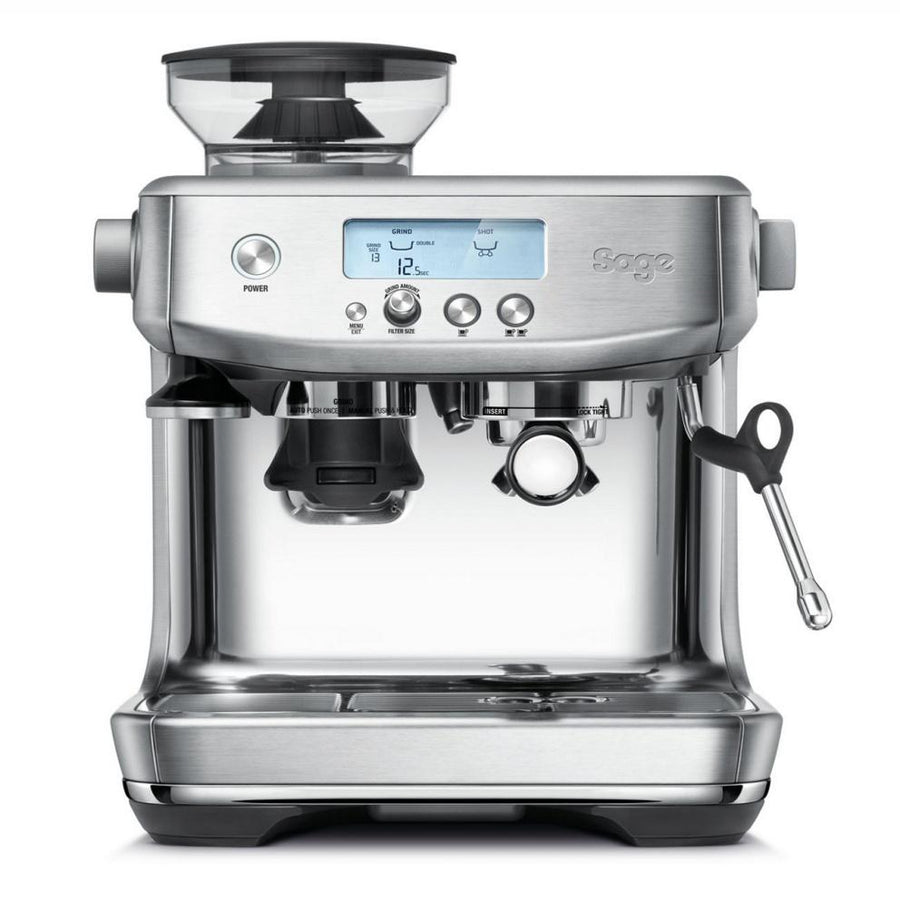 Sage Barista Pro espresso machine in Stainless Steel — ThermoJet bean-to-cup with LCD from Hinba Coffee Roasters Scotland